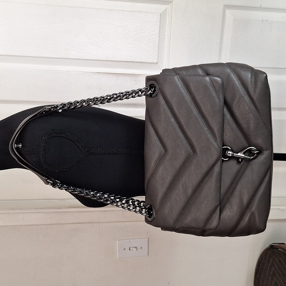 Rebecca Minkoff Quilted Shoulder Bag in Charcoal Gray